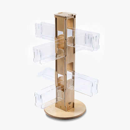Wood Countertop Card Spinner with Clear 8" High Pockets (416)