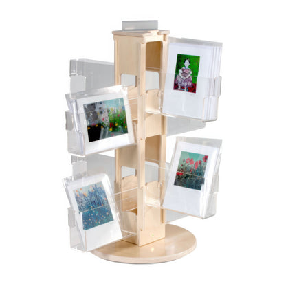 Wood Countertop Card Spinner with Clear 8" High Pockets (416)