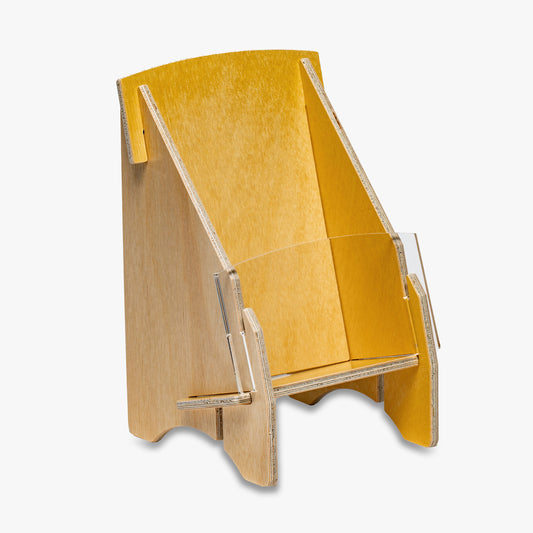 Wooden Tri-Fold Brochure Holder, Clear or Plywood Front 