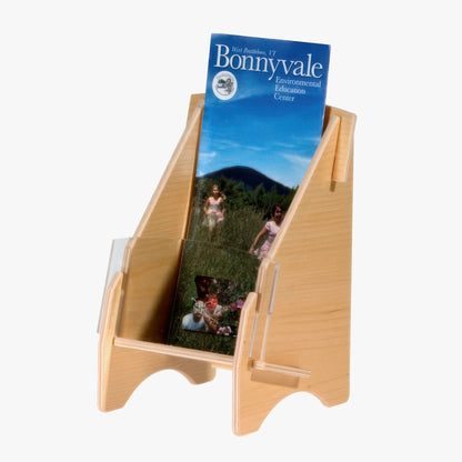 Wooden Tri-Fold Brochure Holder, Clear or Plywood Front (4320)