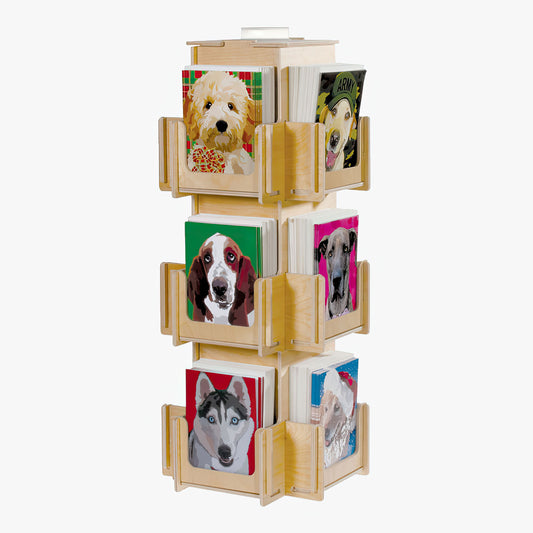 All Wood Compact Countertop Greeting Card Spinner