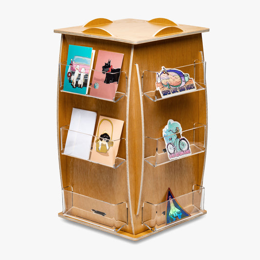 Wooden Countertop Spinner for Greeting Cards, Stickers and Other Small Items