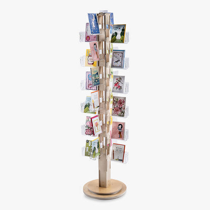 Customizable Wood Floor Spinner, Holds 48+ Card Designs, for greeting cards, postcards, small books, journals, notebooks