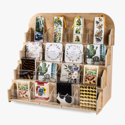 16-Pocket Wood Counter Rack, 18 1/2" Wide