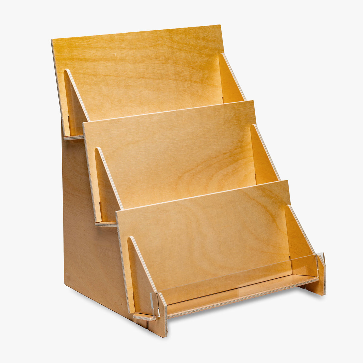 Card Rack Display 3 Tier Three Tier Wood Book or Card Display, 13 1/4