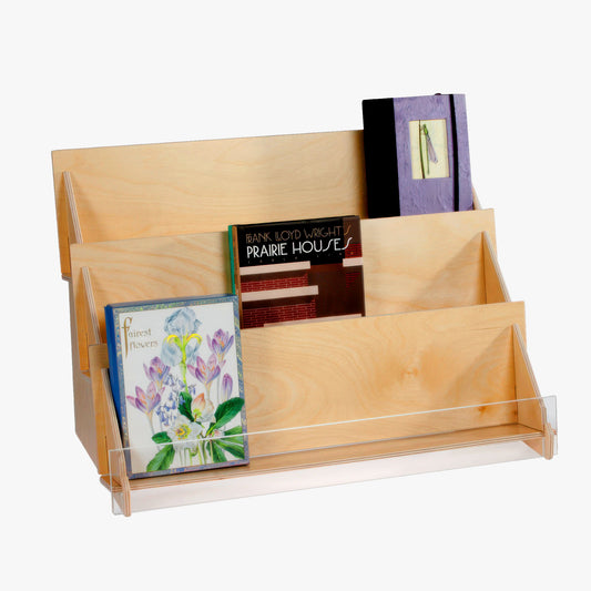 Three Tier Compact Countertop Shelf for Greeting Cards, Postcards, Small Books