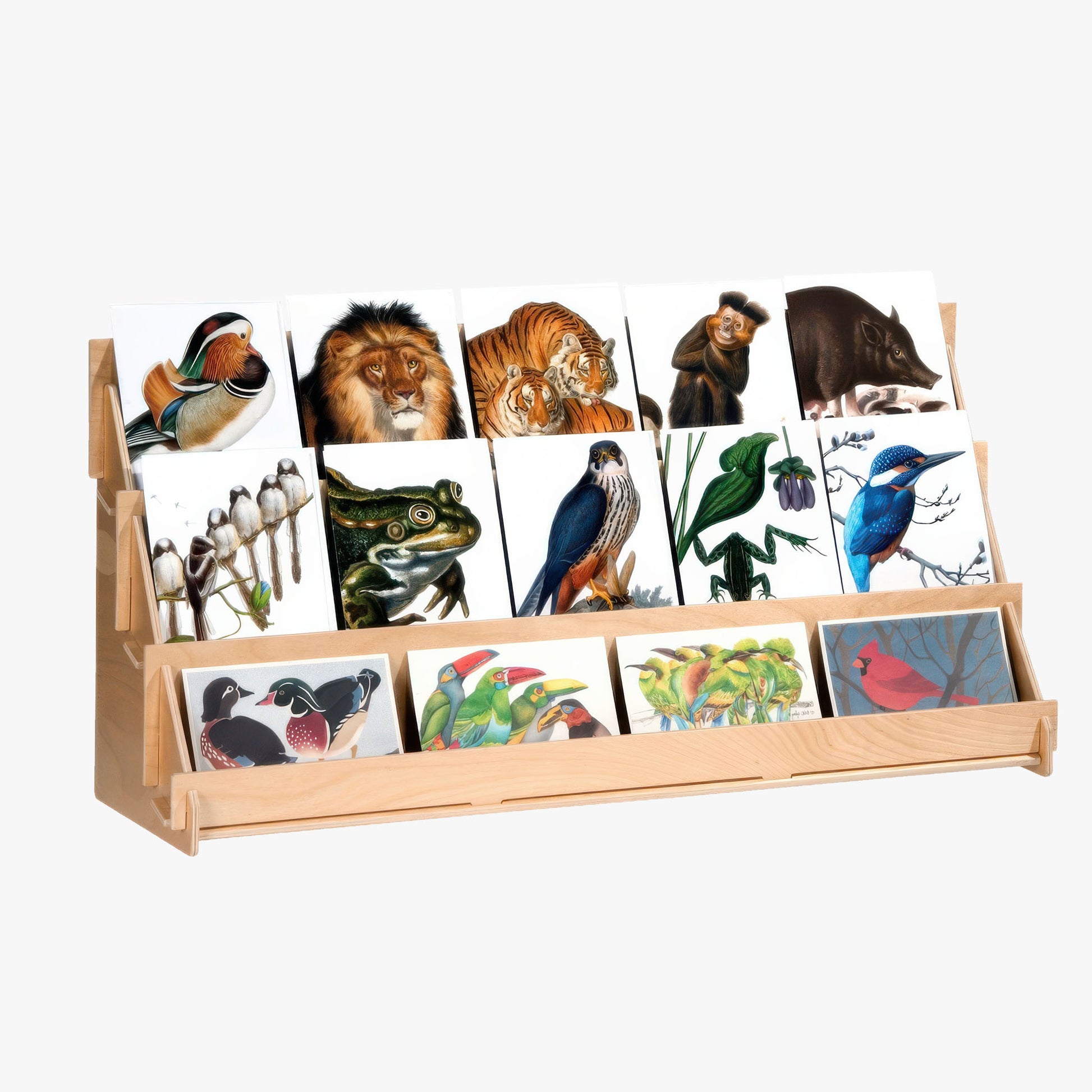 greeting card display cases Wooden Three Tier Greeting Card Rack, 27" Wide (4965) – Clear Solutions