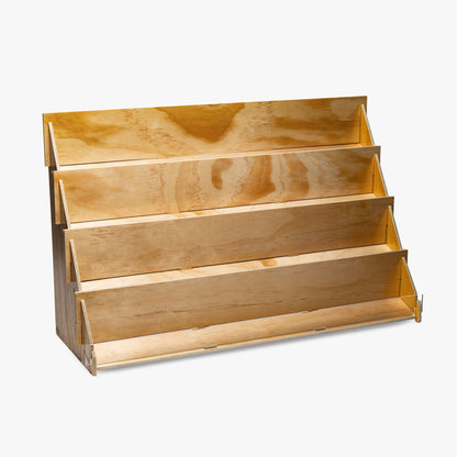 Four Tier Wood Countertop Display, 27" Wide, for greeting cards