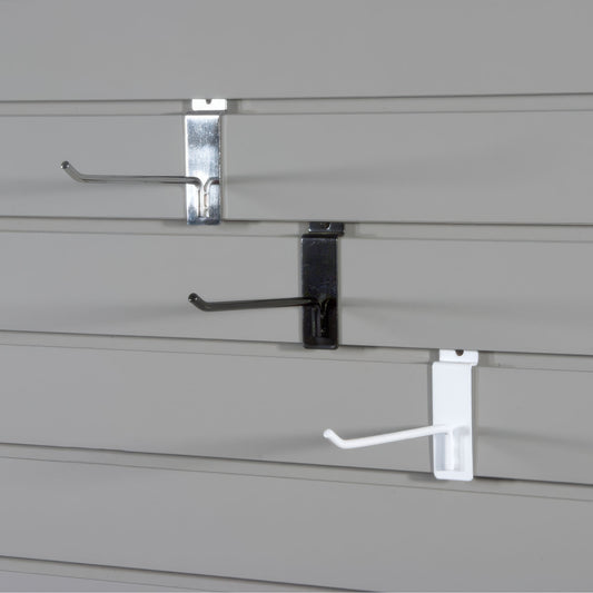 Metal Slatwall Hooks, 4" to 8", 3 colors