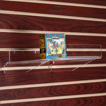Heavy Duty Flat Shelf w/Braces for Slatwall, 12" or 24" Wide, for books, stereo equipment, games, and other merchandise