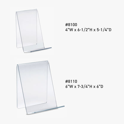 Clear Acrylic Book Stand, 4" or 6" Wide