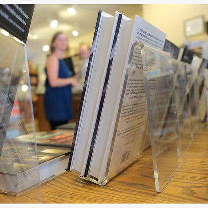 Clear Acrylic Book Stand, 4" or 6" Wide