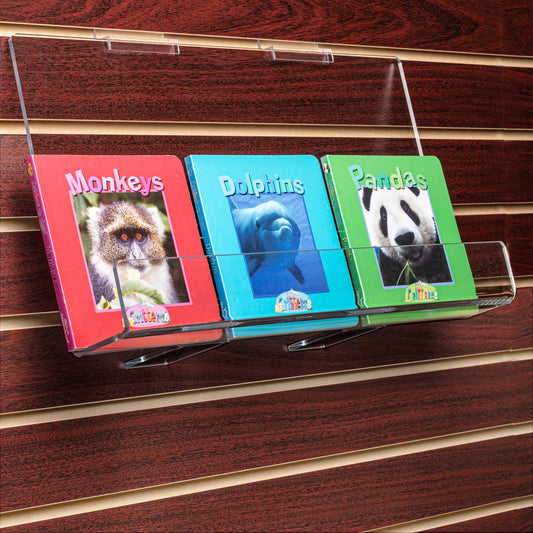 Long Face Out Book Shelves w/Lip for Slatwall , 18" or 24" Wide