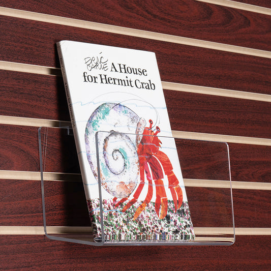 Calendar or Book Shelf for Slatwall made out of Clear Acrylic, with large lip