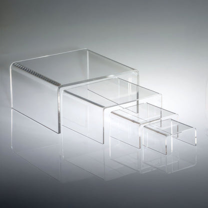 Half Height Clear Display Risers, 3" to 8" Wide