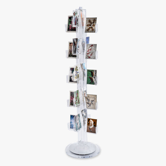 40-Pocket Clear Acrylic Spinning Floor Display for greeting cards and small books