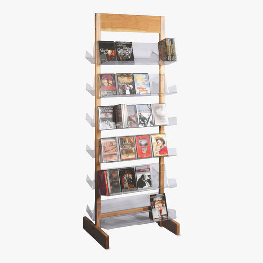 Wood & Acrylic Stationary Floor Display Rack, 24" Wide