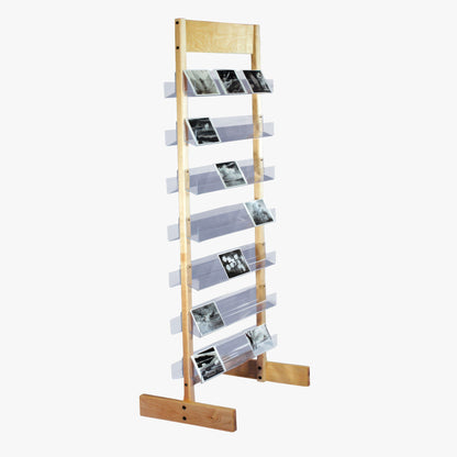 Wood & Acrylic Card Display, 24" to 48" Wide, for greeting cards, postcards