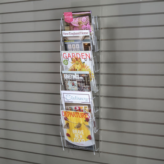 Clear 6-Pocket Brochure/Magazine Ladder for Slatwall
