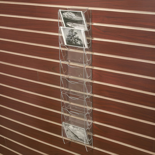 Horizontal Card Ladder for Slatwall, use for postcards, greeting cards or other print media