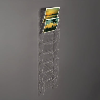 Horizontal Wall Mounted Card Ladder with Eight Pockets for greeting cards or postcards