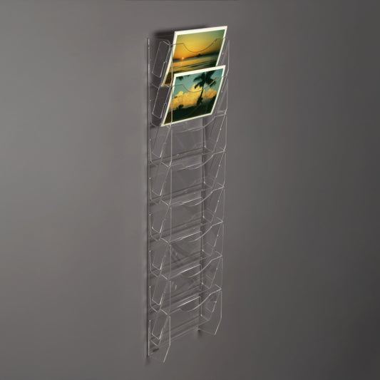 Horizontal Wall Mounted Card Ladder with Eight Pockets for greeting cards or postcards