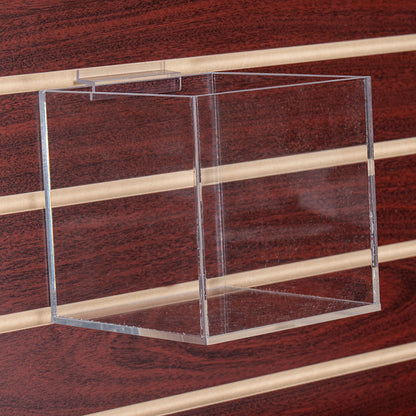 Five Sided Acrylic Cubes for Slatwall, 4" to 8" Square