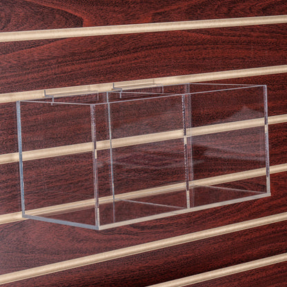 Clear Divided Cubes for Slatwall, 12" Wide, Two or Three Compartments