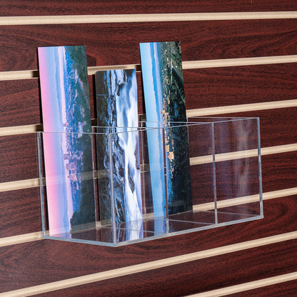 Clear Divided Cubes for Slatwall, 12" Wide, Two or Three Compartments