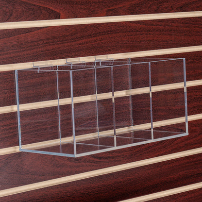 Clear Divided Cubes for Slatwall, 12" Wide, Two or Three Compartments