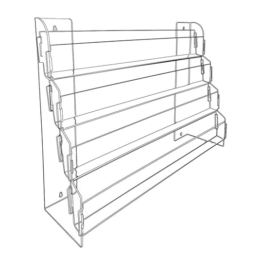 Four Tier Cascades for Wall Mount or Countertop, 12" to 48" Wide, for greeting cards and gift boxes