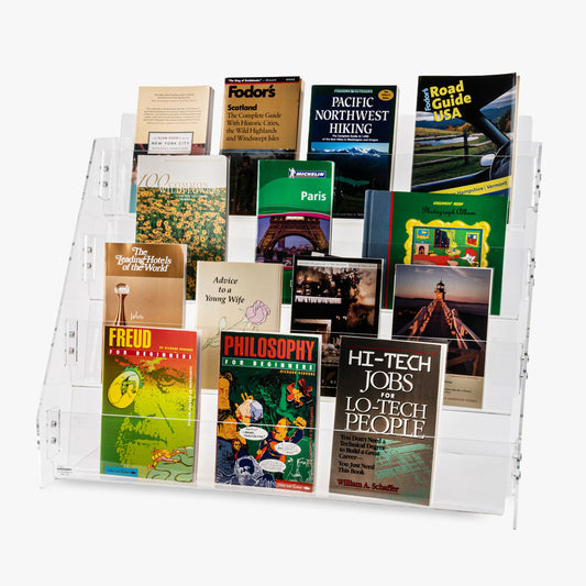 Large Heavy Duty Four Tier Rack for books, magazines, or calendars,, for wall or countertop