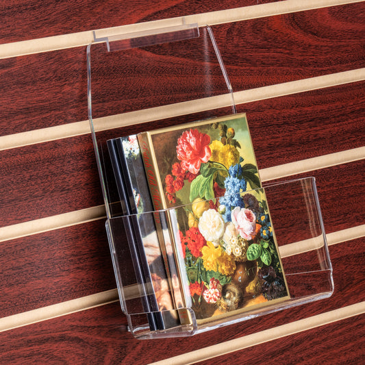 6" x 9" Clear Acrylic Pocket for Slatwall is a perfect display for books, brochures, DVDs, gift boxes