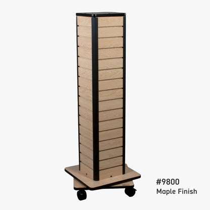 Maple Slatwall Floor Spinner with Casters, for books, cards, gifts and boxed items