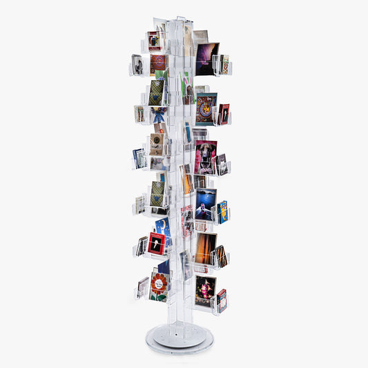84 Pocket Deluxe Clear Acrylic Floor Spinner to display greeting cards, postcards, or other small items