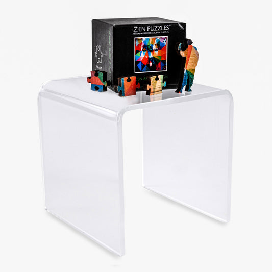 Heavy Duty Clear Acrylic Risers, 4" to 12" Square, for displaying art, crafts, sculpture, pottery, ceramics, and other merchandise